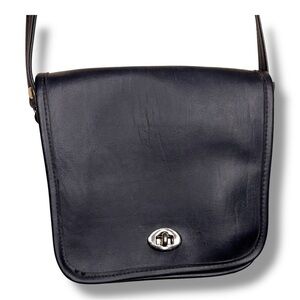 Vintage 90s Monique Handbags Black Faux Leather Crossbody Purse Classic Travel